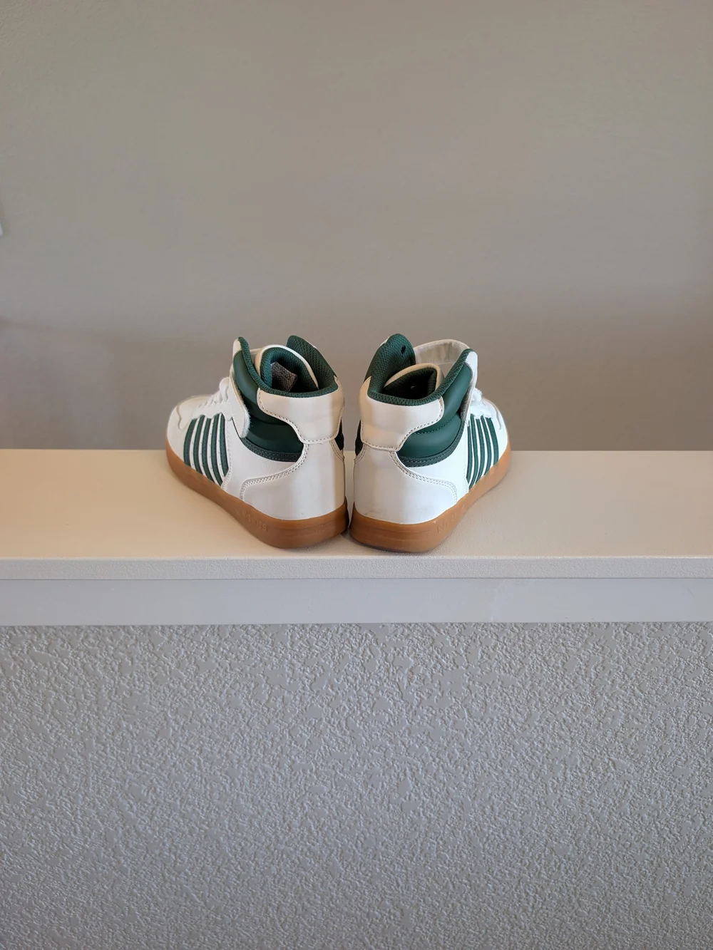 Kids High-Top K-Swiss Sneakers in White and Forest Green